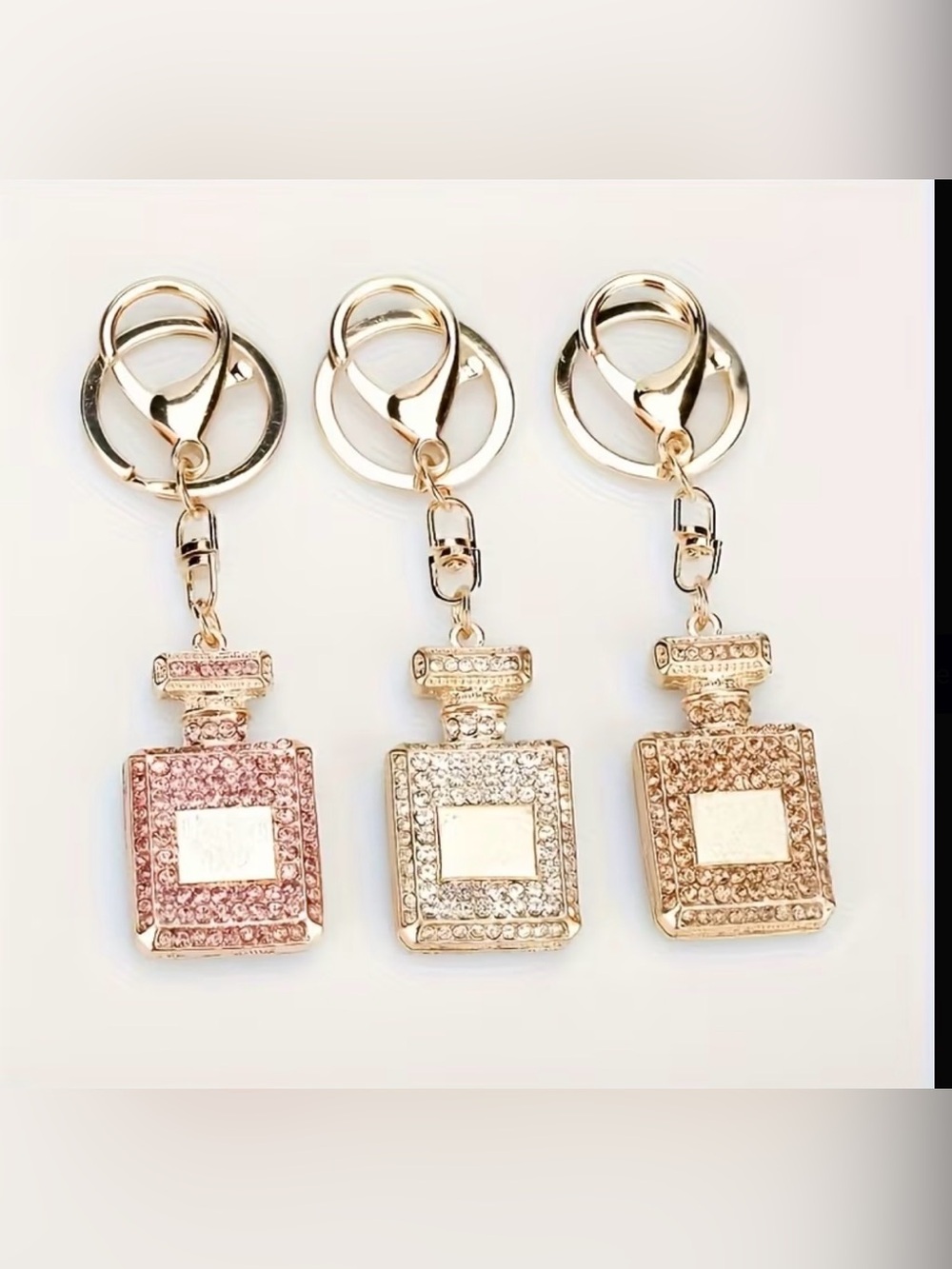 Crystal Perfume Bottle Keychains - set of 3